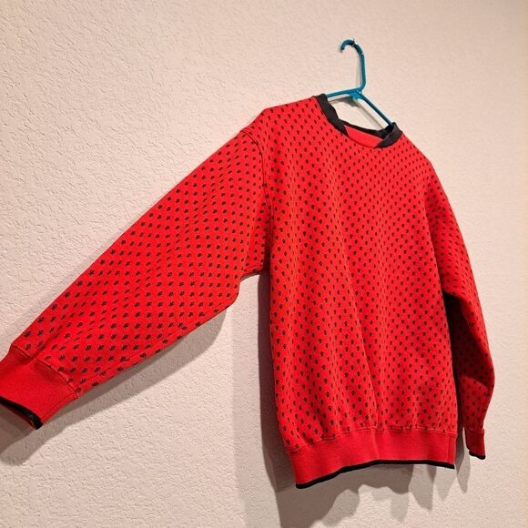 Vintage Pasta sweatshirt long sleeve red & black Cotton blend unisex size S to M - Picture 3 of 9